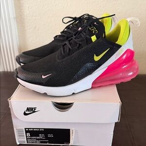 Nike Air Max 270 Black with Pink and Yellow Accents
USED 4 times